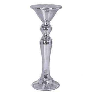 Elegant Silver Polystone Mirror Mosaic Pedestal Table Floor Vase