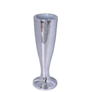 Elegant Silver Polystone Mirror Mosaic Pedestal Trumpet Floor Vase