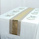 12"x108" Taupe Polyester Burlap Gold Foil Table Runner Faux Jute Linen