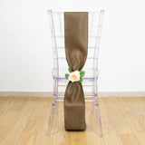 5 Pack | Taupe Satin Chair Sashes - 6inch x 106inch