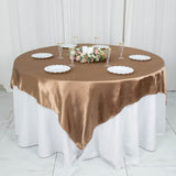 72inch x 72inch Taupe Smooth Satin Square Table Overlay