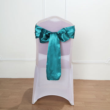5 Pack 6"x106" Teal Satin Chair Sashes