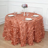120inch Terracotta 3D Leaf Petal Taffeta Fabric Round Tablecloth