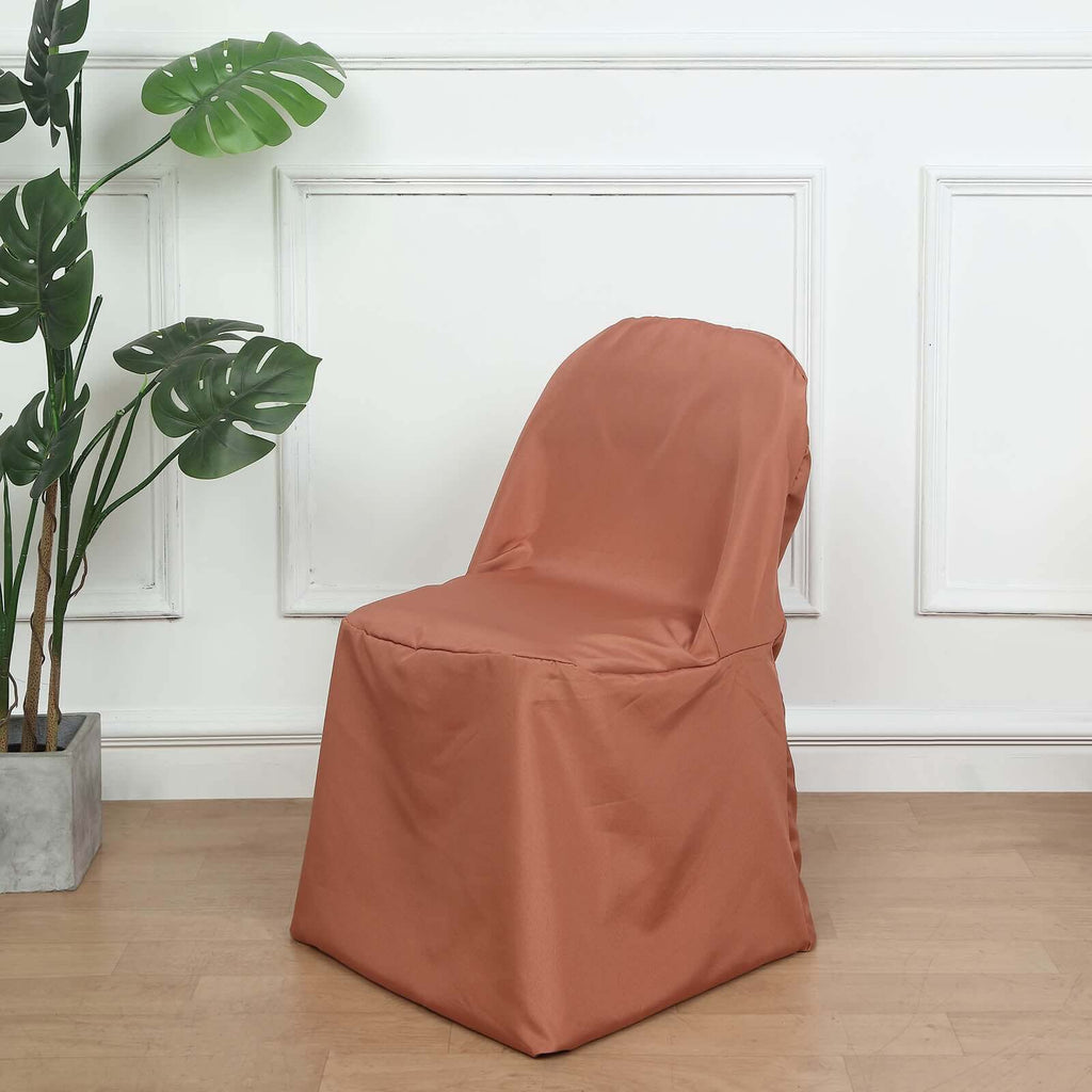 Terracotta Polyester Folding Round Chair Cover