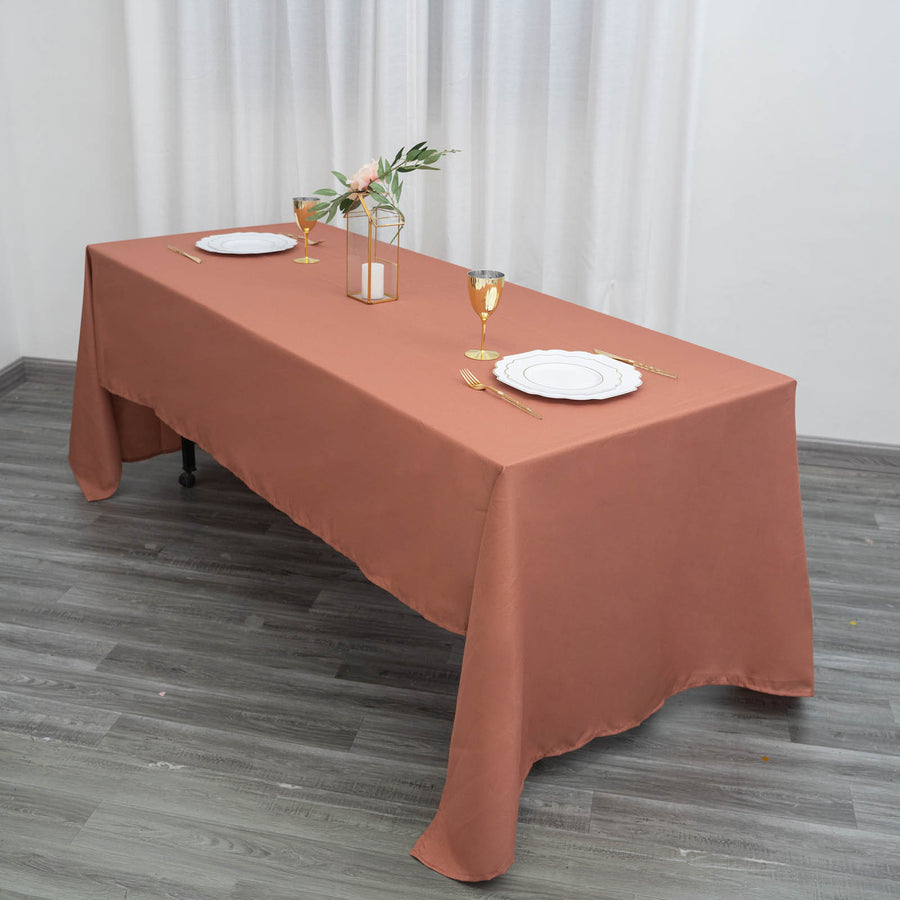 Terracotta (Rust) Seamless Polyester Rectangular Tablecloth - 60x126inch