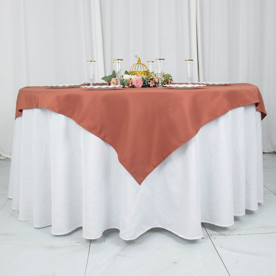 Terracotta (Rust) Seamless Premium Polyester Square Table Overlay 220GSM - 54inch