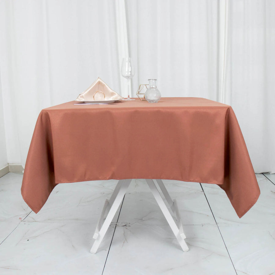 Terracotta (Rust) Seamless Premium Polyester Square Tablecloth 220GSM - 54inch