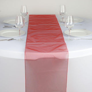 Elevate Your Wedding Decor with the Terracotta Sheer Organza Table Runners