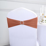 Terracotta (Rust) Spandex Stretch Chair Sashes with Silver Diamond Ring Slide Buckle