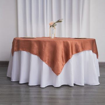 60"x60" Terracotta Square Smooth Satin Table Overlay