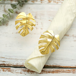 Add a Touch of Elegance with Gold Tropical Leaf Napkin Rings