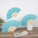 5 Pack Turquoise Asian Silk Folding Fans Party Favors, Oriental Folding Fan Favors