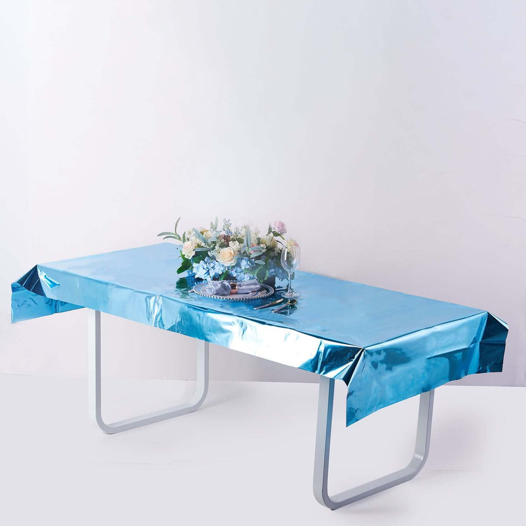 Turquoise Metallic Foil Tablecloth 40x90