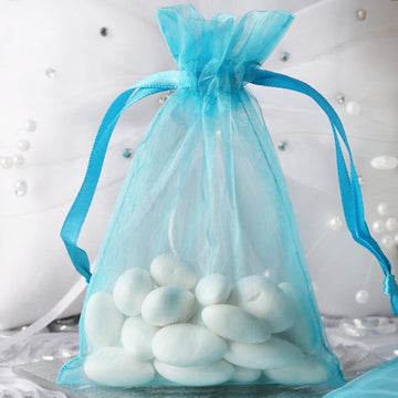 10 Pack 4"x6" Turquoise Organza Drawstring Wedding Party Favor Gift Bags