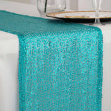 12"x108" Turquoise Premium Sequin Table Runners#whtbkgd