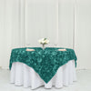 72x72inch Turquoise 3D Rosette Satin Table Overlay, Square Tablecloth Topper