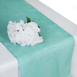 Add Elegance to Your Table with the Turquoise Rustic Burlap Table Runner