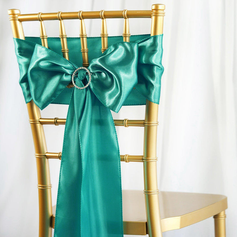 5 pack | 6inch x 106inch Turquoise Satin Chair Sash