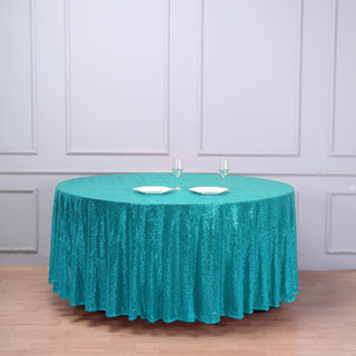 Turquoise Seamless Premium Sequin Round Tablecloth