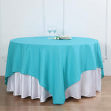 90Inch Turquoise Seamless Square Polyester Table Overlay