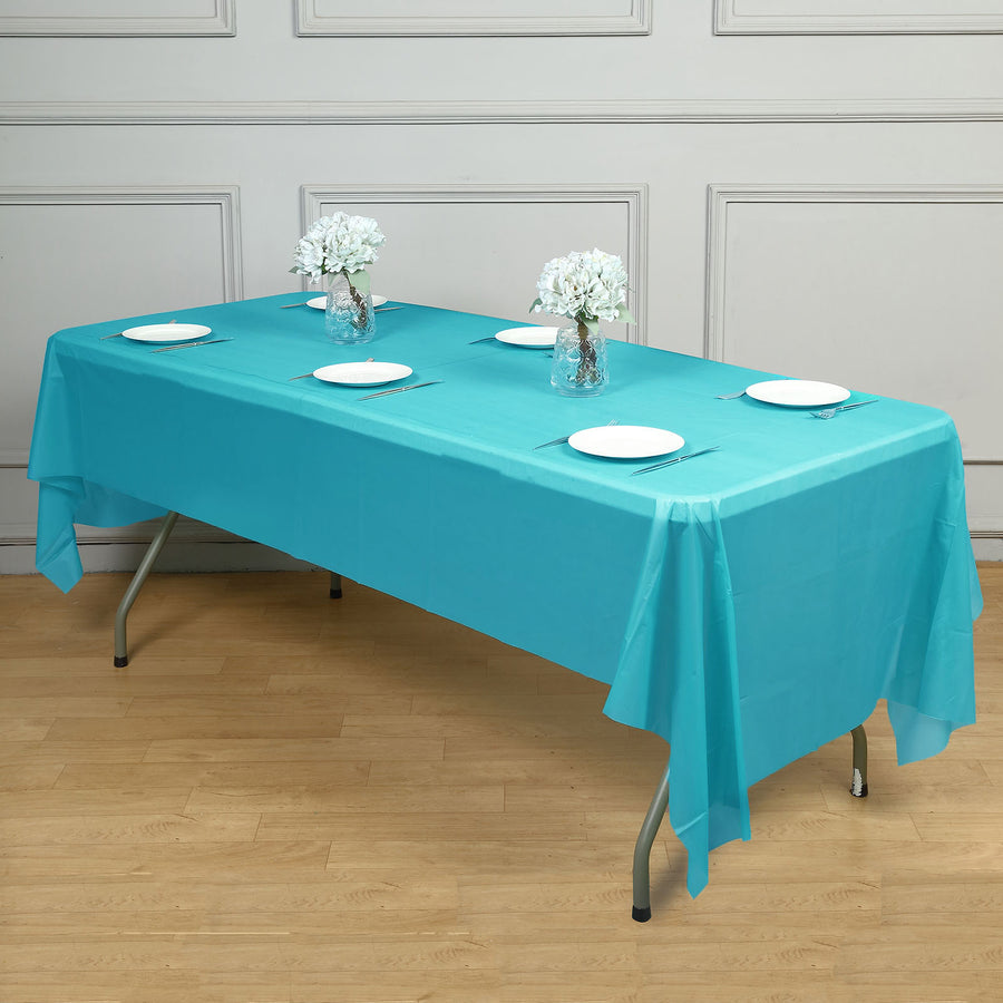 54x108inch Turquoise 10mm Thick Rectangle Plastic Tablecloth, PVC Spill Proof Tablecloths