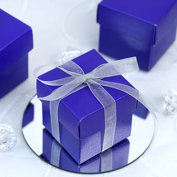 100 Pack | 2" Two-Piece Purple Party Favor Candy Gift Boxes and Lids