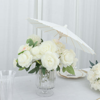 White 16" Parasol Paper/Bamboo Umbrellas for Elegant Event Decor