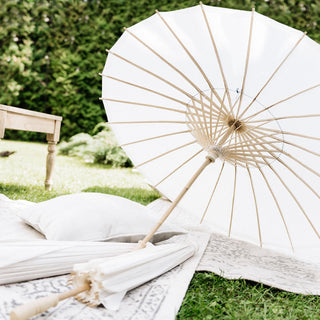 White 32" Parasol Paper/Bamboo Umbrellas for Stunning Wedding Decor
