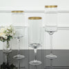 Set Of 3 | Clear Gold Rimmed Long Stem Glass Hurricane Candle Stands