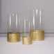 Set of 3 | Glass Cylinder Vases with Gold Honeycomb Base | Glass Candle Holders | 8" | 10" | 12"