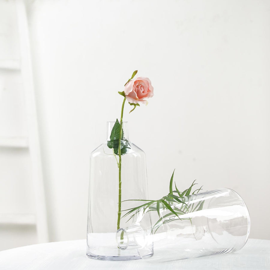 2 Pack | 12inch Clear Glass Flower Vase | Bud Vase Centerpieces