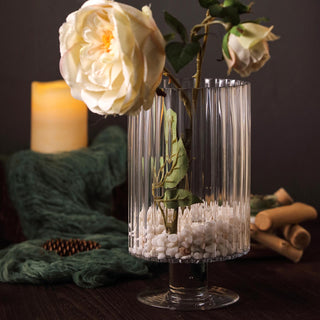 Elegant Clear Ribbed Pedestal Glass Vases for Stunning Centerpieces