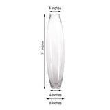 31 inches Tall Tapered Cylinder Glass Vase | Clear Floor Vase Centerpiece
