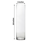 6 Pack | 20inch Round Heavy Duty Clear Cylinder Glass Vases, Tall Flower Vase