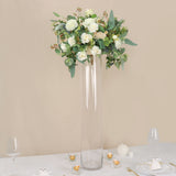 2 Pack | 32inch Round Heavy Duty Clear Cylinder Glass Vases, Tall Flower Vase