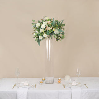 Elegant and Versatile: 2 Pack | 32" Round Heavy Duty Clear Cylinder Glass Vases