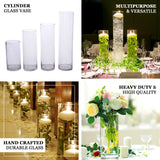 2 Pack | 28inch Round Heavy Duty Clear Cylinder Glass Vases, Tall Flower Vase
