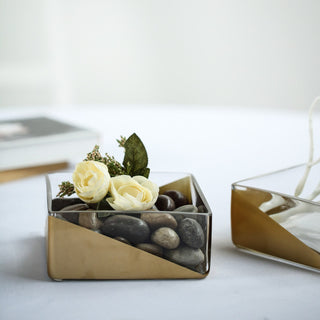 The Perfect Addition to Your Event Decor - Gold Dipped Square Glass Vases
