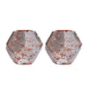 2 Pack | 5inch Pentagon Geometric Vases | Mercury Glass Candle Holders | Silver / Rose Gold