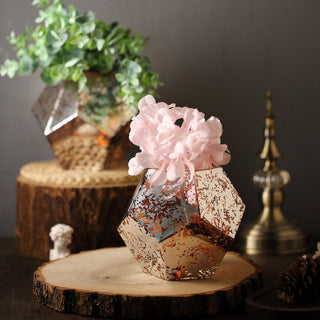 Stylish and Functional Silver Rose Gold Pentagon Geometric Vases