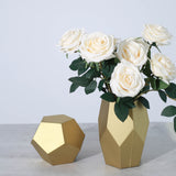 Set of 2 | Geometric Flower Vases, Matte Gold Modern Glass Vases Table Centerpiece - 5inch | 8inch