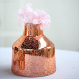 2 Pack | 8inch Rose Gold Mercury Glass Vases | Vessel Shaped Glass Flower Vase Centerpieces