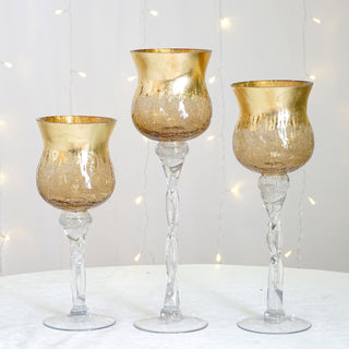 Add a Touch of Glamour with the Gold Foil Crackle Glass Vases