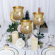 Set of 3 | Hurricane Long Stem Gold Foil Crackle Glass Vases Candle Holder Set - 16"/14"/12"