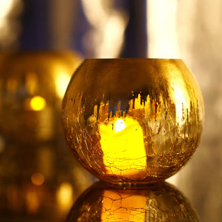 Gorgeous Gold Foiled Crackle Glass Flower Vase