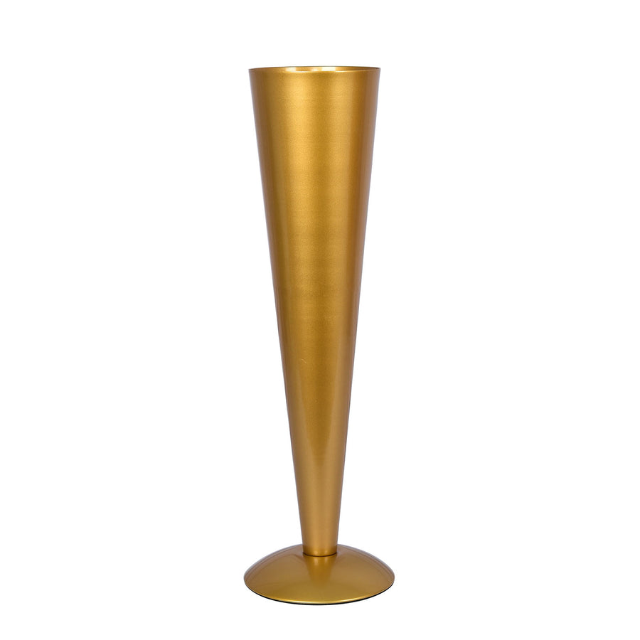 24Inch Tall Brushed Gold Metal Trumpet Flower Vase Wedding Centerpiece#whtbkgd