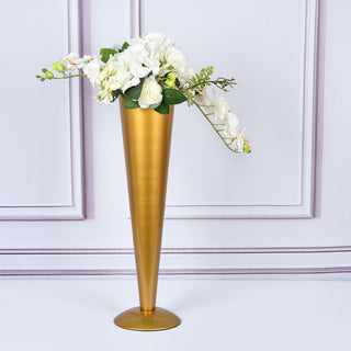 Elegant Brushed Gold Trumpet Flower Vase for Stunning Wedding Centerpieces