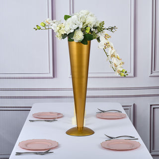 Create Unforgettable Moments with the Brushed Gold Trumpet Flower Vase