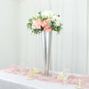 24Inch Tall Brushed Silver Metal Trumpet Flower Vase Wedding Centerpiece