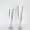 24Inch Tall Brushed Silver Metal Trumpet Flower Vase Wedding Centerpiece